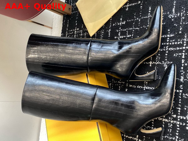 Fendi Arco Black Hagfish Leather Boots Replica