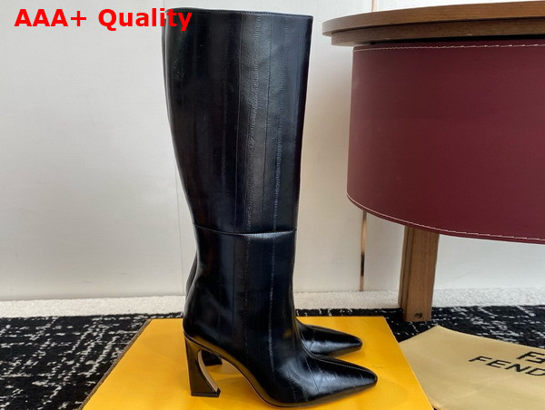 Fendi Arco Black Hagfish Leather Boots Replica