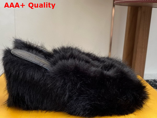 Fendi Arco Black Shearling Sandals Replica