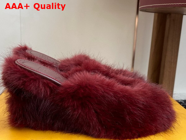 Fendi Arco Bordeaux Shearling Sandals Replica