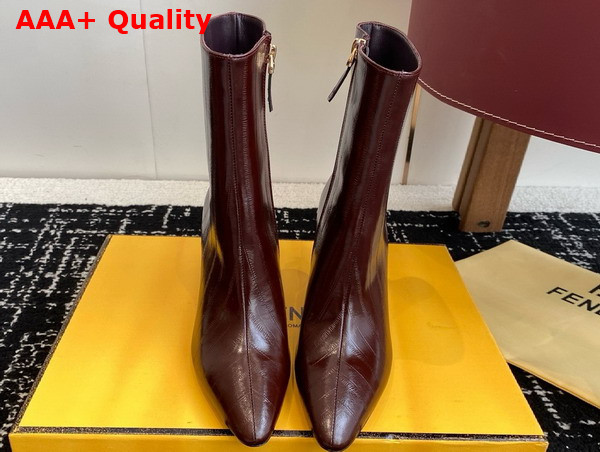 Fendi Arco Brown Hagfish Leather Ankle Boots Replica