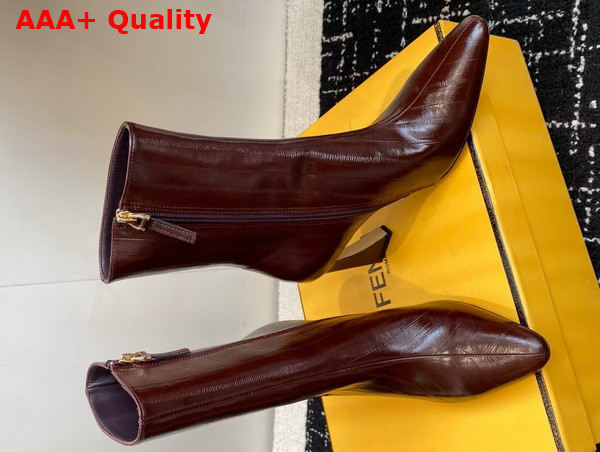 Fendi Arco Brown Hagfish Leather Ankle Boots Replica