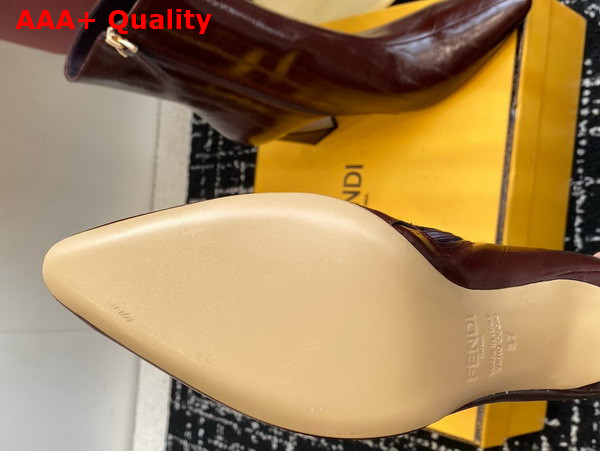 Fendi Arco Brown Hagfish Leather Ankle Boots Replica