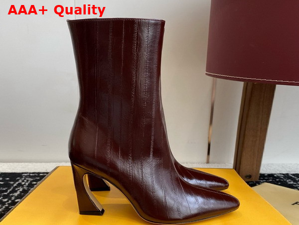 Fendi Arco Brown Hagfish Leather Ankle Boots Replica