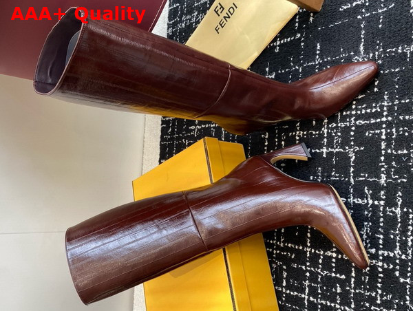 Fendi Arco Brown Hagfish Leather Boots Replica