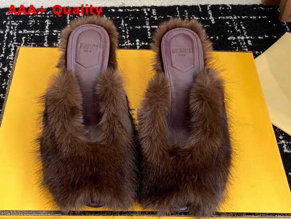 Fendi Arco Brown Shearling Sandals Replica