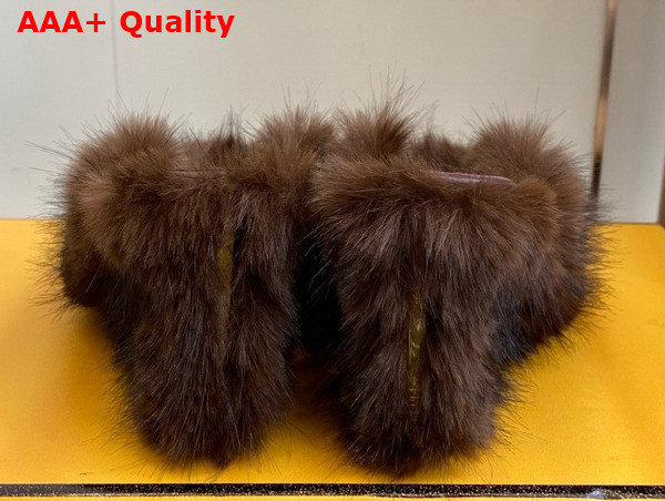 Fendi Arco Brown Shearling Sandals Replica