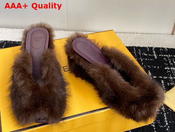 Fendi Arco Brown Shearling Sandals Replica