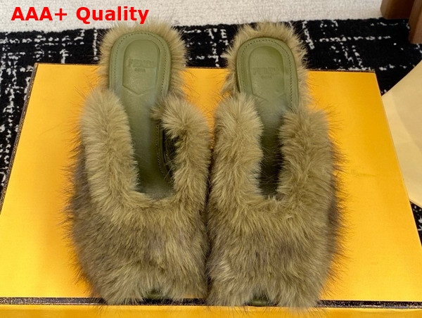 Fendi Arco Green Shearling Sandals Replica