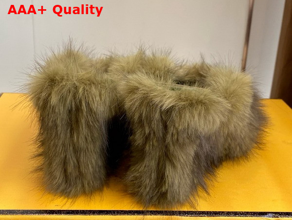 Fendi Arco Green Shearling Sandals Replica