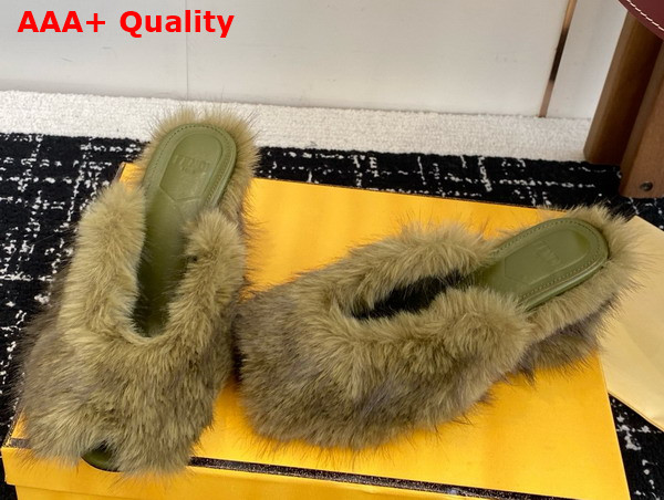 Fendi Arco Green Shearling Sandals Replica