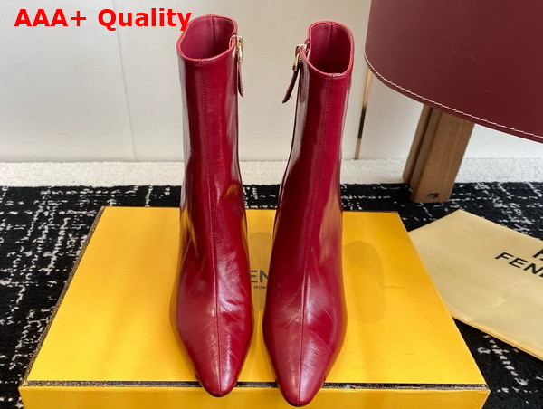 Fendi Arco Red Hagfish Leather Ankle Boots Replica