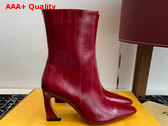 Fendi Arco Red Hagfish Leather Ankle Boots Replica