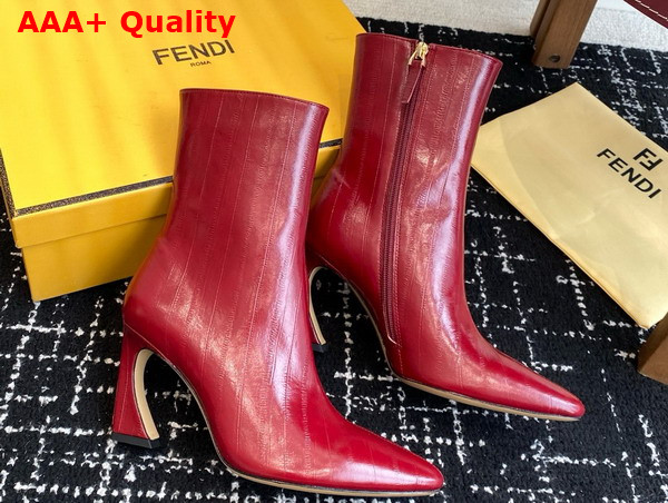 Fendi Arco Red Hagfish Leather Ankle Boots Replica