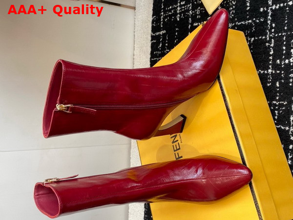 Fendi Arco Red Hagfish Leather Ankle Boots Replica