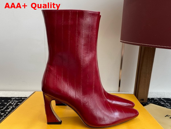 Fendi Arco Red Hagfish Leather Ankle Boots Replica