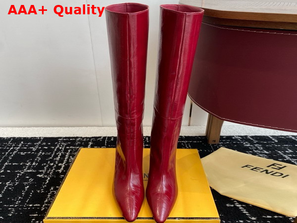 Fendi Arco Red Hagfish Leather Boots Replica