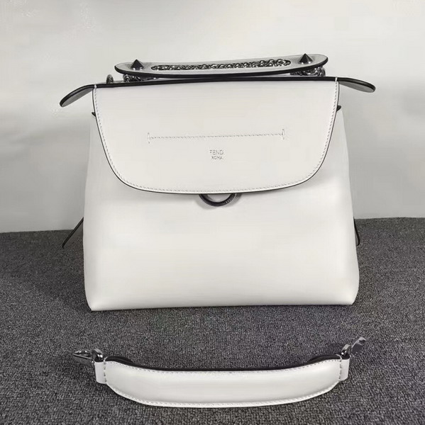 Fendi Back To School Backpack in Smooth White Leather For Sale