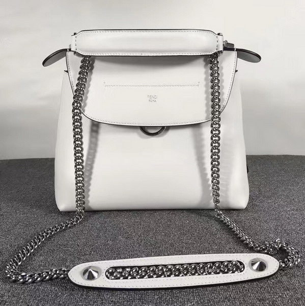 Fendi Back To School Backpack in Smooth White Leather For Sale