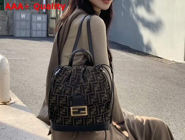 Fendi Backpack Brown FF Jacquard Fabric Backpack Replica