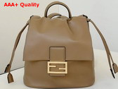Fendi Backpack Cappuccino Brown Leather Backpack Replica