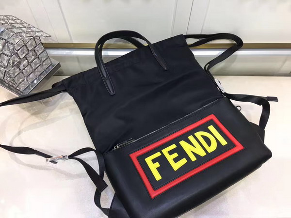 Fendi Backpack in Black Nylon and Leather For Sale