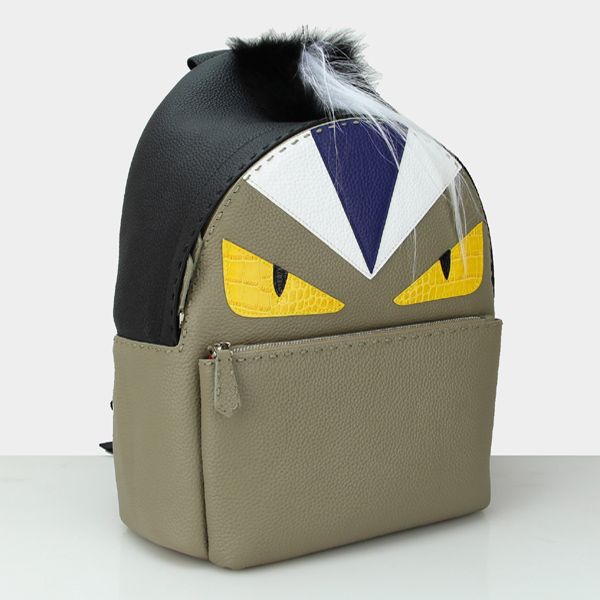 Fendi Bag Bugs Backpack In Grey Real Leather for Sale