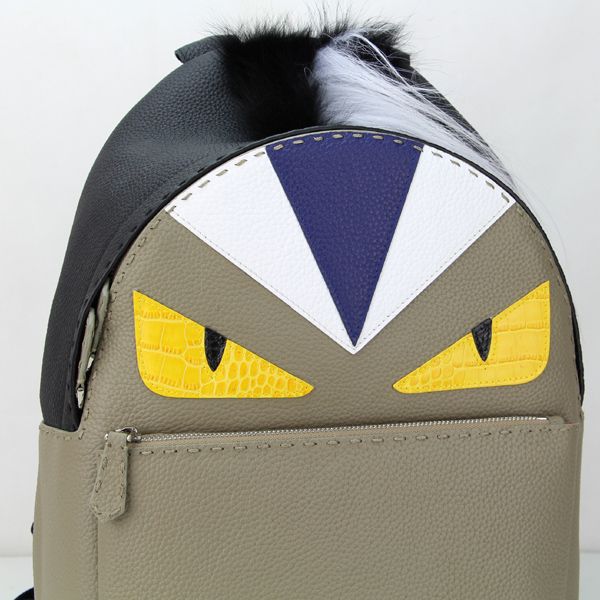 Fendi Bag Bugs Backpack In Grey Real Leather for Sale