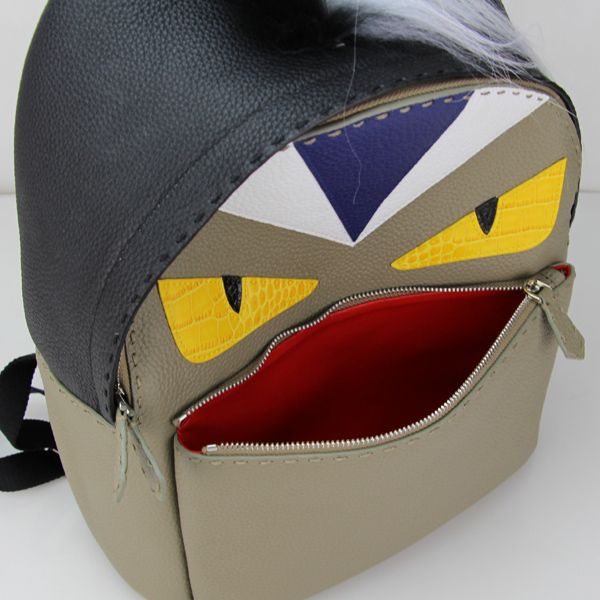 Fendi Bag Bugs Backpack In Grey Real Leather for Sale