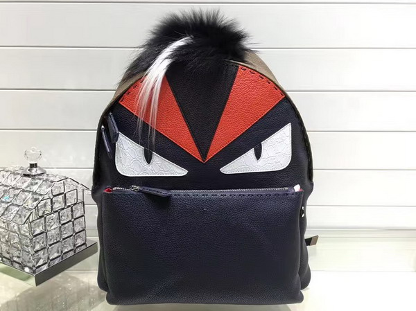 Fendi Bag Bugs Backpack in Khaki and Dark Blue Roman Leather for Sale