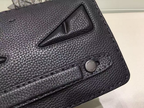 Fendi Bag Bugs Pouch in Black Roman Leather for Sale