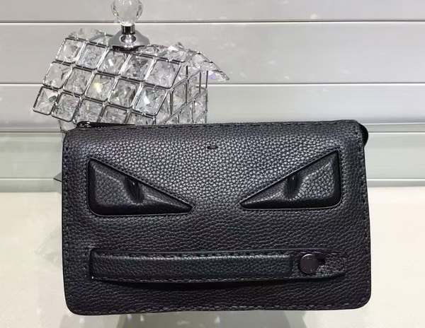 Fendi Bag Bugs Pouch in Black Roman Leather for Sale