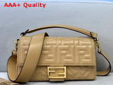 Fendi Baguette Bag in Beige Nappa Leather with Embossed FF Motif Replica