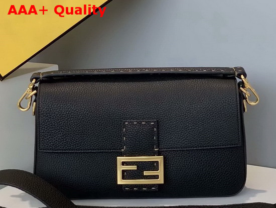 Fendi Baguette Bag in Black Romano Leather Replica