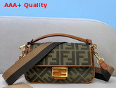 Fendi Baguette Bag in Dark Green Denim with Embroidered FF Motif Replica