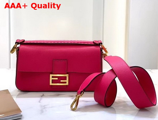 Fendi Baguette Bag in Fuchsia Romano Leather Replica