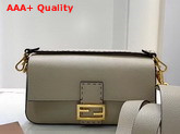 Fendi Baguette Bag in Light Grey Romano Leather Replica