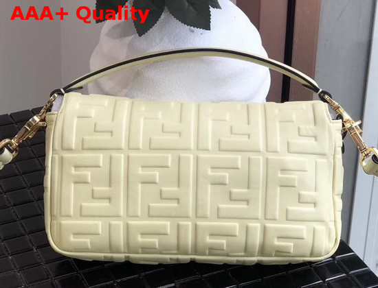 Fendi Baguette Bag in Medium Size Cream Lambskin with an All Over FF Motif Replica