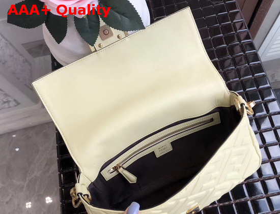 Fendi Baguette Bag in Medium Size Cream Lambskin with an All Over FF Motif Replica