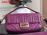 Fendi Baguette Bag in Medium Size Purple Lambskin with an All Over FF Motif Replica