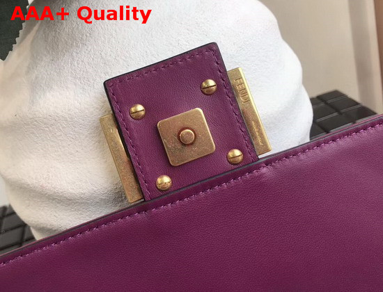 Fendi Baguette Bag in Medium Size Purple Lambskin with an All Over FF Motif Replica