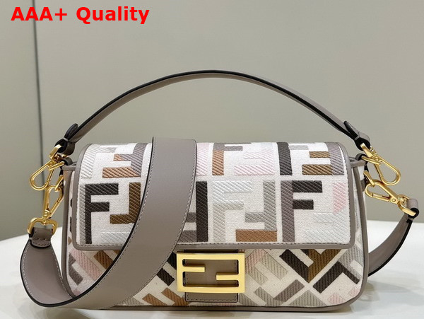 Fendi Baguette Bag in Multicolour Canvas with FF Embroidery Replica