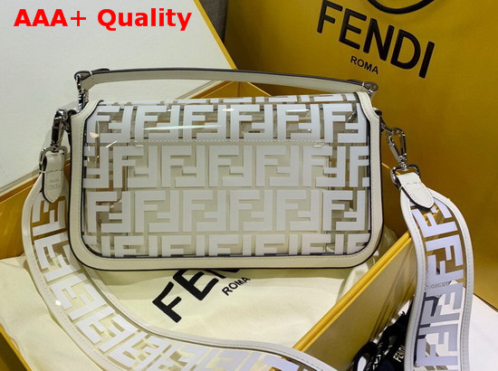 Fendi Baguette Bag in PU with FF Motif Printed in White Replica
