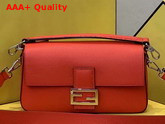 Fendi Baguette Bag in Red Romano Leather Replica