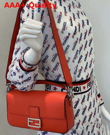 Fendi Baguette Bag in Red Romano Leather Replica