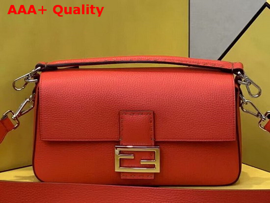 Fendi Baguette Bag in Red Romano Leather Replica