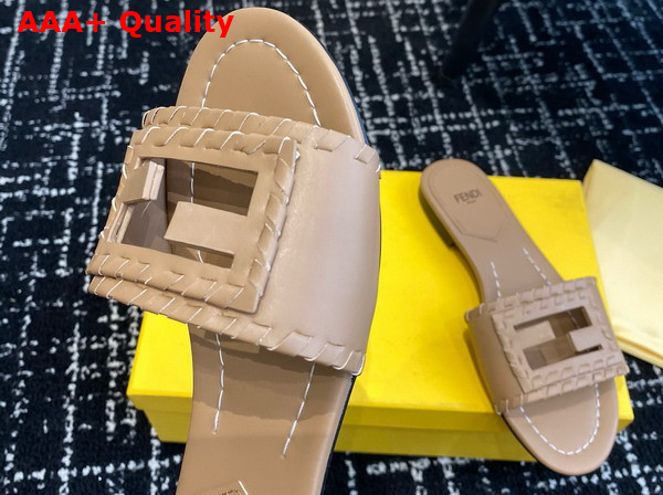 Fendi Baguette Beige Leather Slides Replica