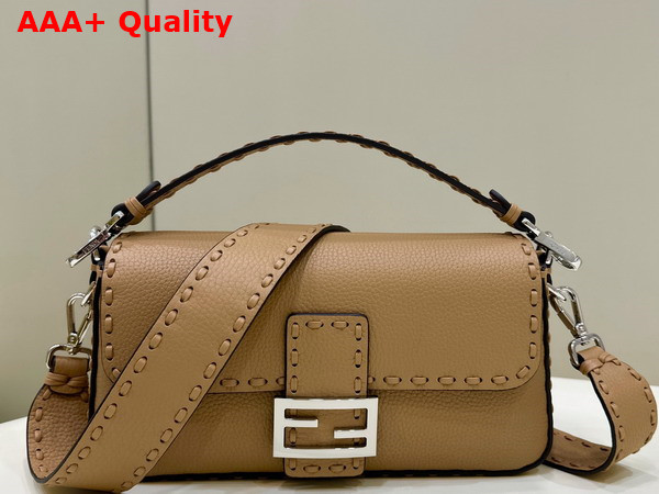 Fendi Baguette Beige Selleria Bag with Oversize Topstitching Replica