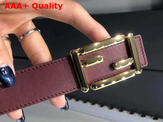 Fendi Baguette Belt in Burgundy Calfskin Replica