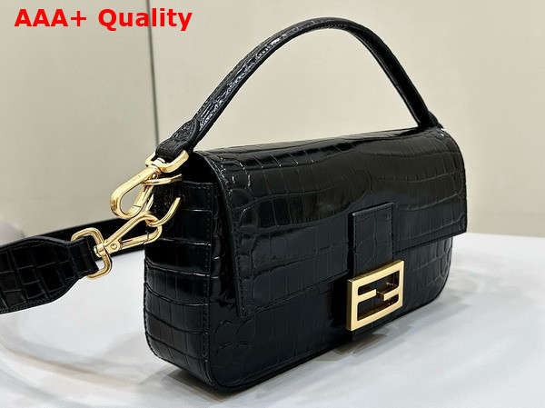 Fendi Baguette Black Crocodile Leather Bag Replica